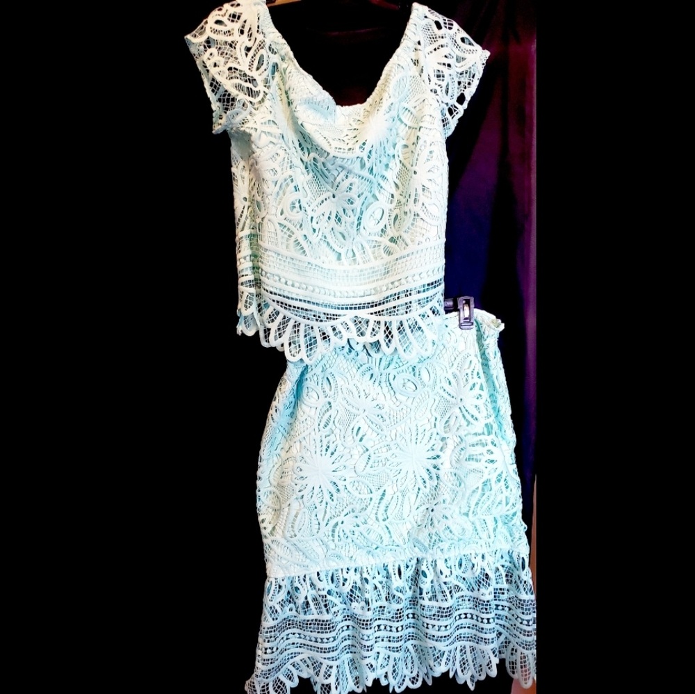 Boston Proper Sea Foam Green Skirt Set